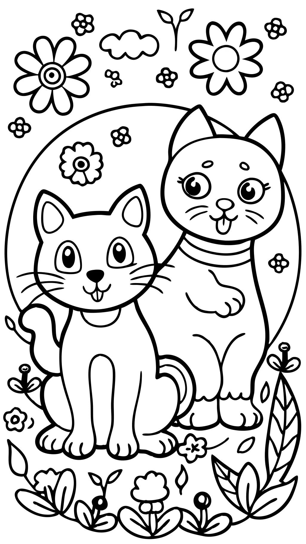 dog and cat coloring pages printable